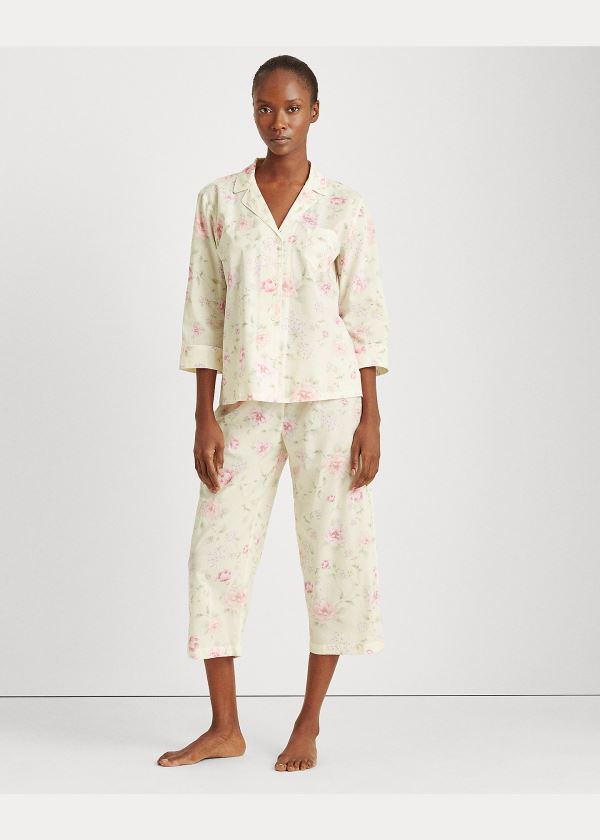 Piżama Ralph Lauren Print Cotton-Blend Sleep Set Damskie Beżowe Kolorowe | RFUE0518