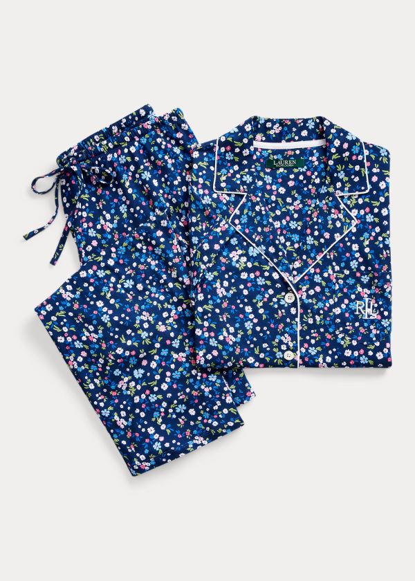 Piżama Ralph Lauren Print Cotton Capri Sleep Set Damskie Granatowe Kolorowe | FGBE4568