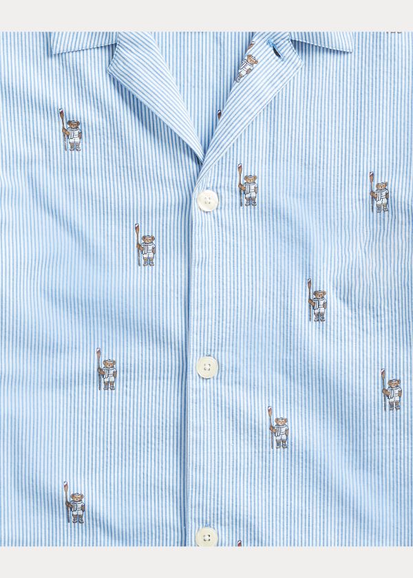 Piżama Ralph Lauren Rowing Bear Pajama Shirt Męskie Niebieskie Kolorowe | BWDG3021