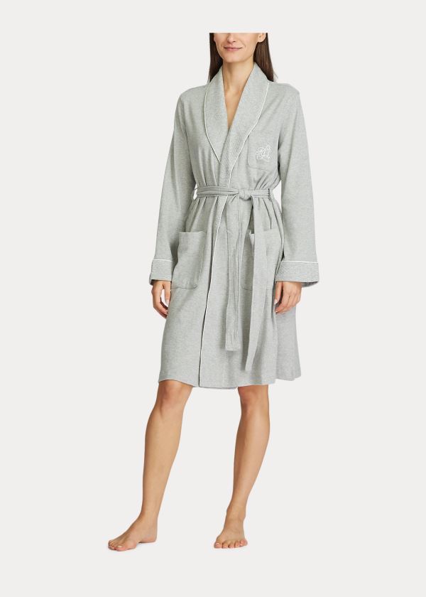 Piżama Ralph Lauren Short Shawl-Collar Robe Damskie Szare | BLRS9576