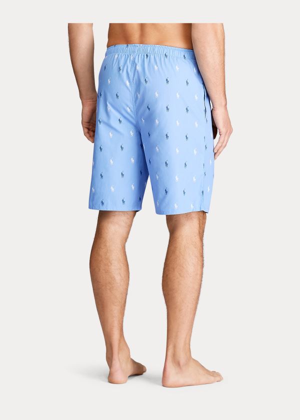 Piżama Ralph Lauren Signature Pony Pajama Short Męskie Niebieskie Białe | ANAL9213