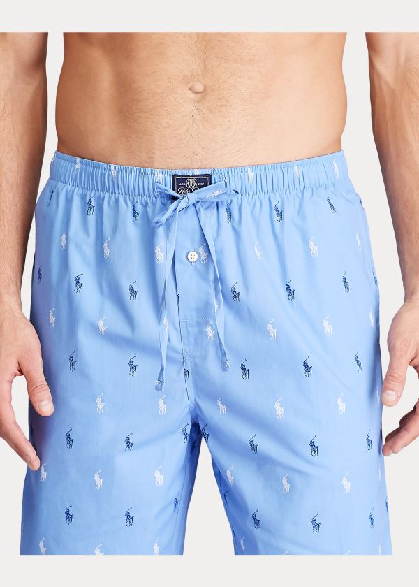 Piżama Ralph Lauren Signature Pony Pajama Short Męskie Niebieskie Białe | ANAL9213