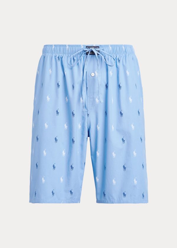 Piżama Ralph Lauren Signature Pony Pajama Short Męskie Niebieskie Białe | ANAL9213