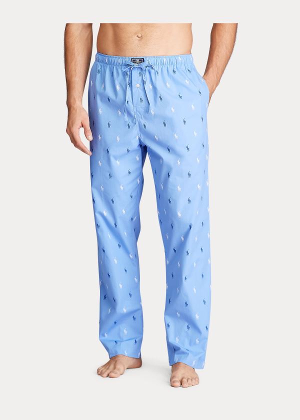 Piżama Ralph Lauren Signature Pony Pajama Pant Męskie Niebieskie Białe | LMSK6707