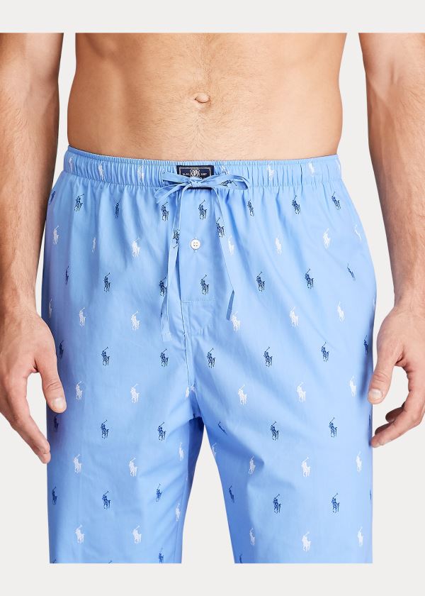 Piżama Ralph Lauren Signature Pony Pajama Pant Męskie Niebieskie Białe | LMSK6707