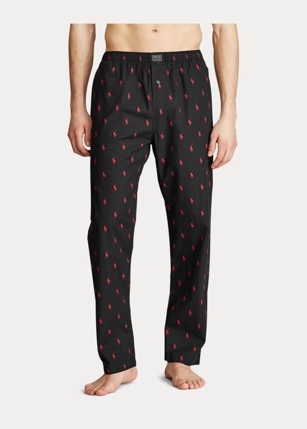 Piżama Ralph Lauren Signature Pony Pajama Pant Męskie Czarne Czerwone | GROU8540