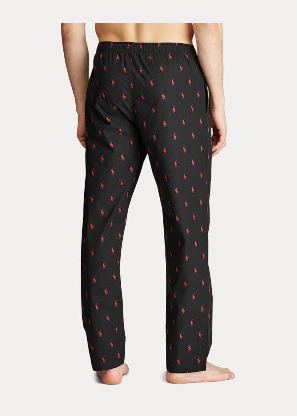 Piżama Ralph Lauren Signature Pony Pajama Pant Męskie Czarne Czerwone | GROU8540