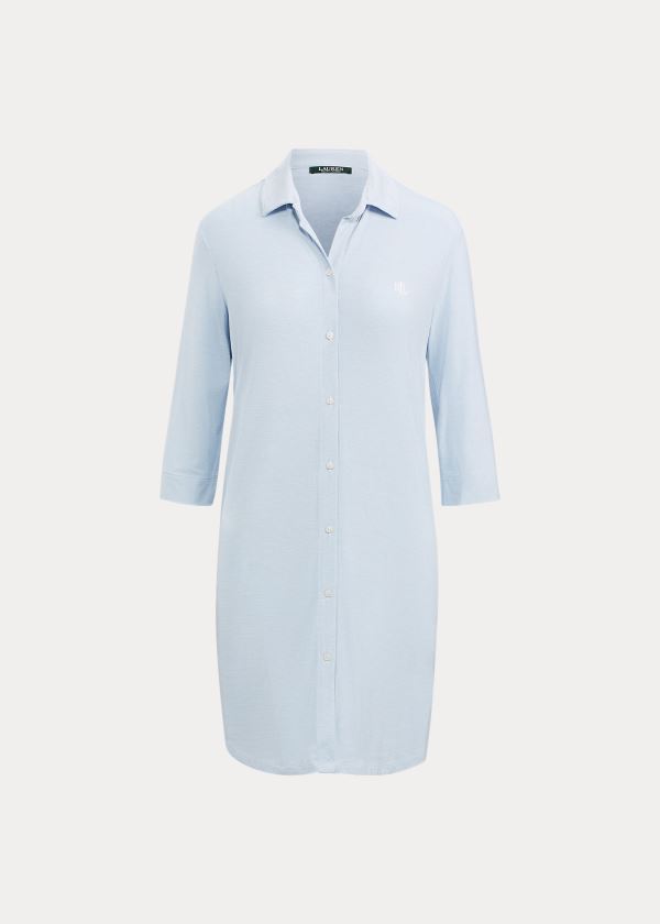 Piżama Ralph Lauren Stretch Sleep Shirt Damskie Niebieskie | DTFB6004