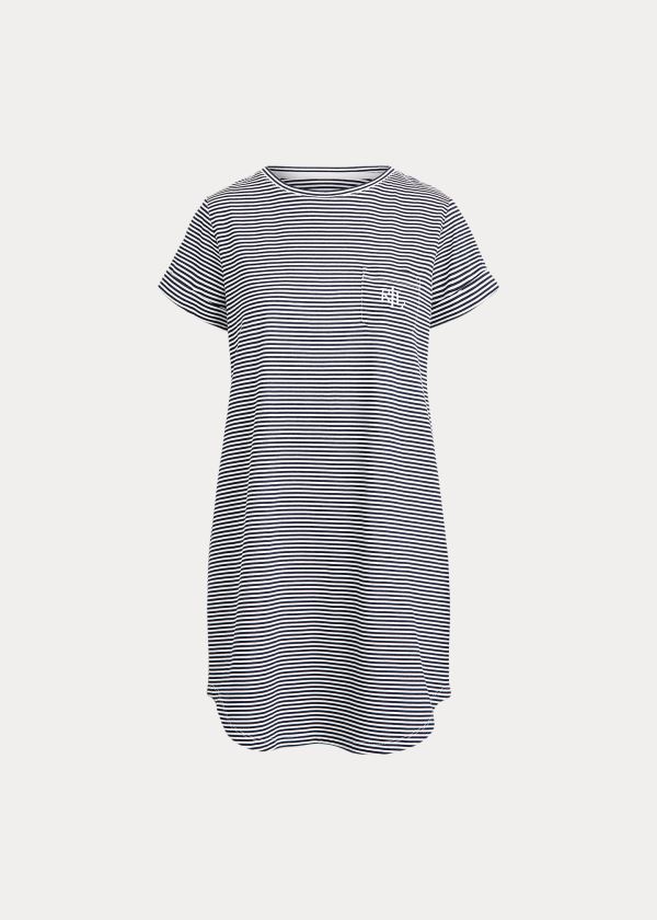 Piżama Ralph Lauren Striped Cotton-Blend Sleep Tee Damskie Granatowe | RXTL0204