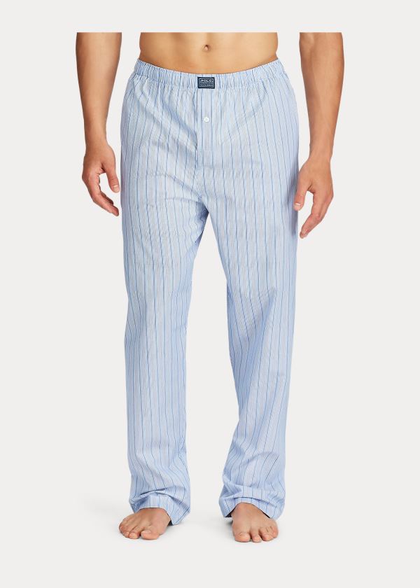 Piżama Ralph Lauren Striped Cotton Pajama Pant Męskie Niebieskie | CDBM2342