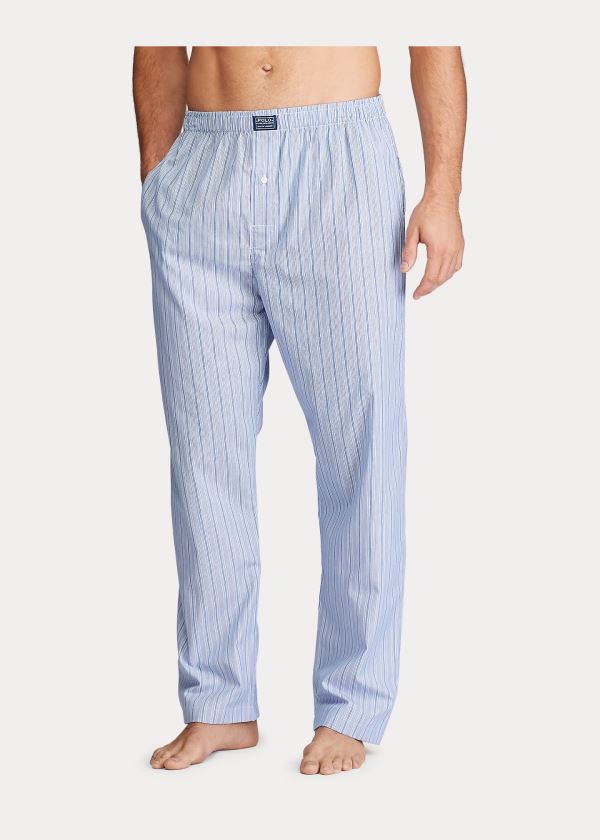 Piżama Ralph Lauren Striped Cotton Pajama Pant Męskie Niebieskie | DPIW0159