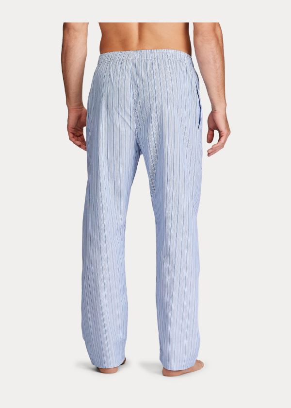 Piżama Ralph Lauren Striped Cotton Pajama Pant Męskie Niebieskie | DPIW0159