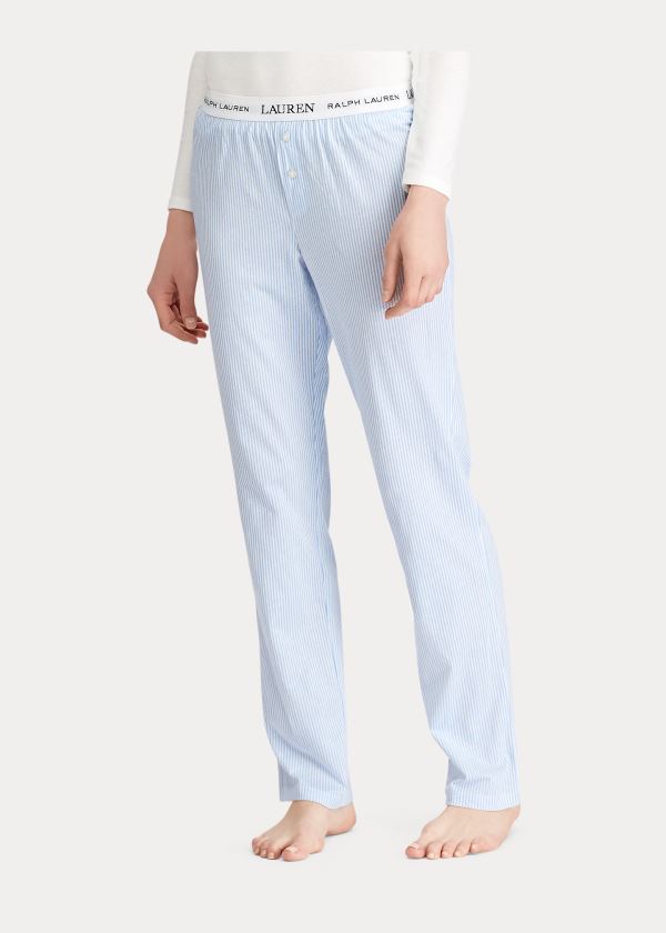 Piżama Ralph Lauren Striped Jersey Pajama Pant Damskie Niebieskie Białe | CMIY7959