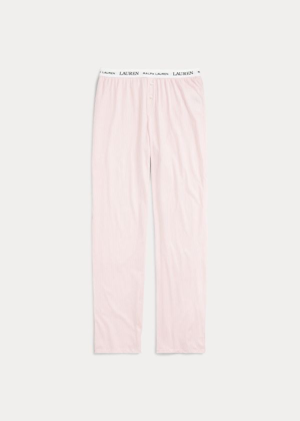 Piżama Ralph Lauren Striped Jersey Pajama Pant Damskie Różowe Białe | JBQB0058