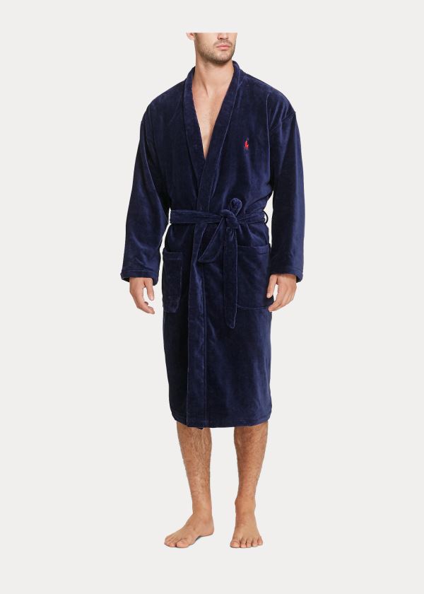 Piżama Ralph Lauren Terry Kimono Robe Męskie Granatowe | WZCT6044