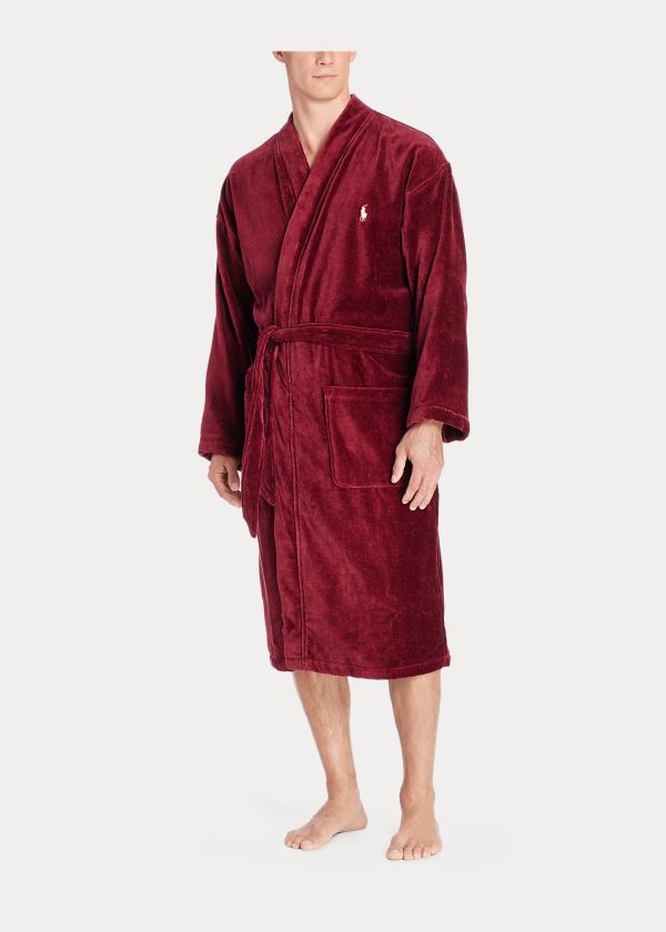 Piżama Ralph Lauren Terry Kimono Robe Męskie Bordowe | CTRG5773