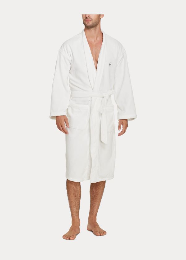 Piżama Ralph Lauren Terry Kimono Robe Męskie Białe | IOGK3106