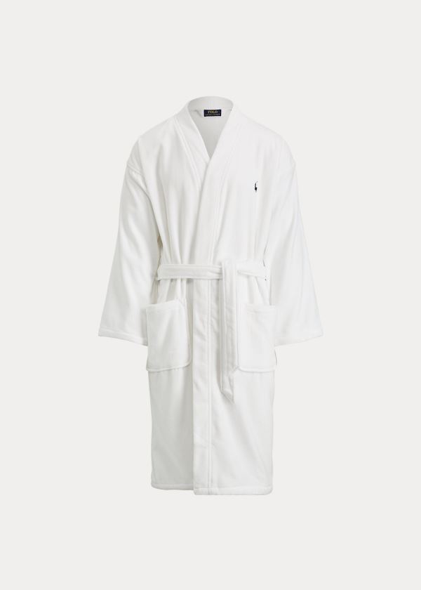 Piżama Ralph Lauren Terry Kimono Robe Męskie Białe | IOGK3106