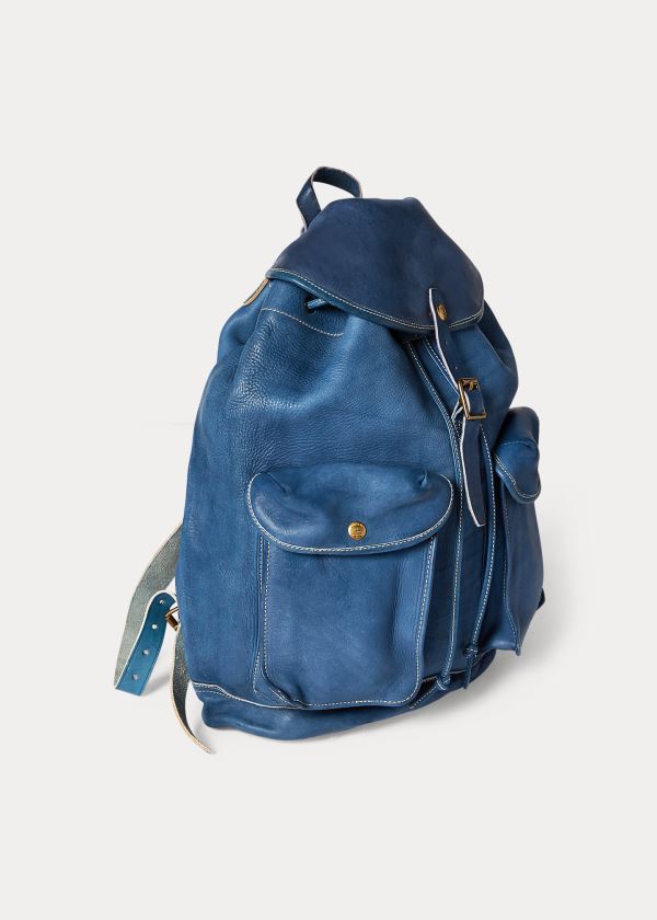 Plecaki Ralph Lauren Indigo Leather Rucksack Damskie Indygo | RHHX5534