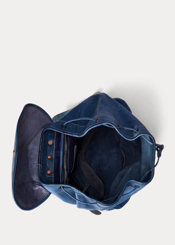 Plecaki Ralph Lauren Indigo Leather Rucksack Damskie Indygo | RHHX5534