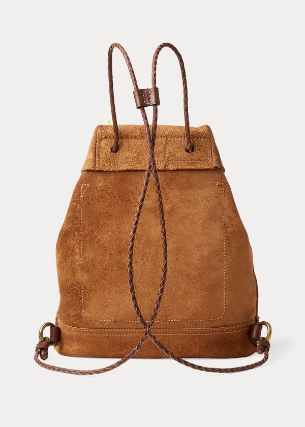 Plecaki Ralph Lauren Roughout Leather Backpack Damskie Brązowe | IKDN5078