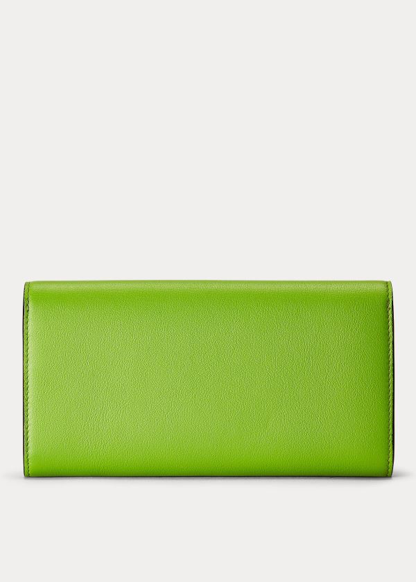 Portfele Ralph Lauren Calfskin Hinge-Lock Wallet Damskie Zielone | FKUM2451