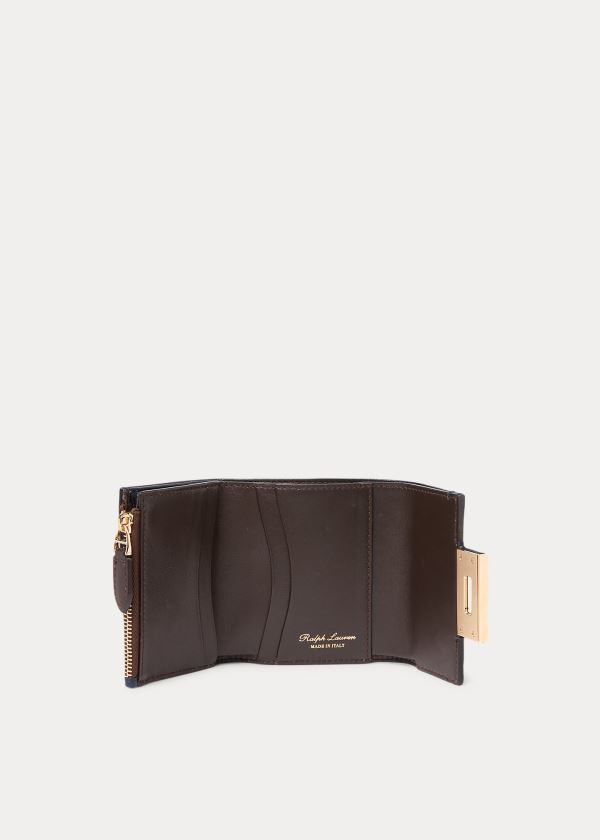 Portfele Ralph Lauren Calfskin Petite Hinge-Lock Wallet Damskie Granatowe | CYXV2810