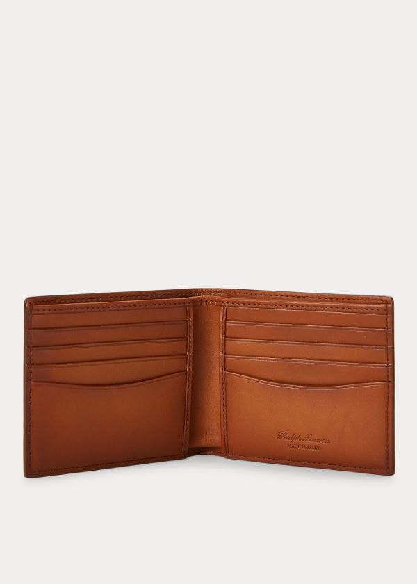 Portfele Ralph Lauren Hand-Burnished Vachetta Wallet Męskie Brązowe | RAXO9254