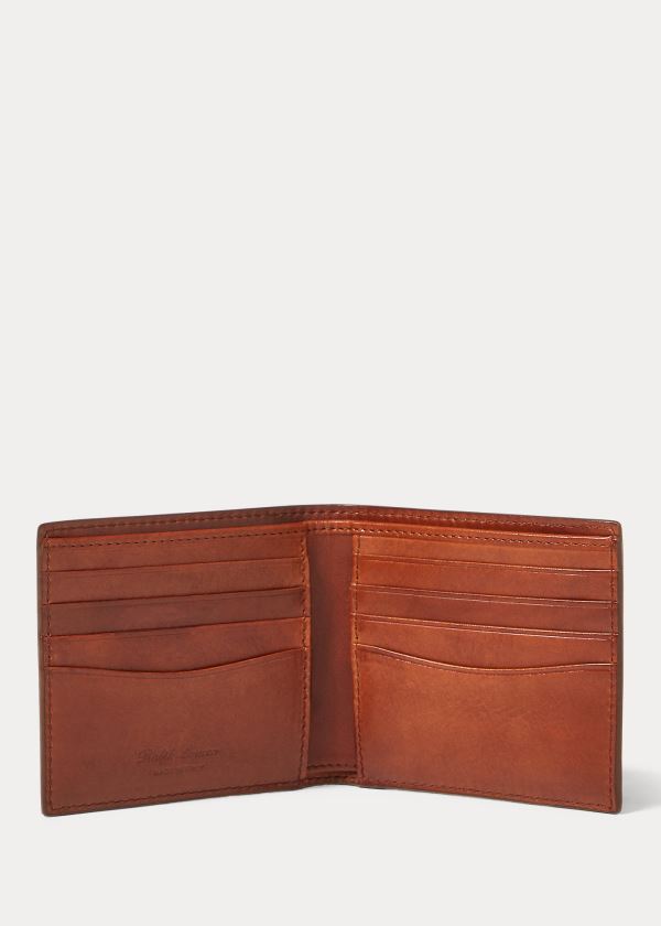 Portfele Ralph Lauren Hand-Burnished Vachetta Wallet Męskie Brązowe | RAXO9254