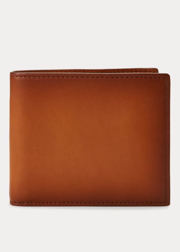 Portfele Ralph Lauren Hand-Burnished Vachetta Wallet Męskie Brązowe | RAXO9254