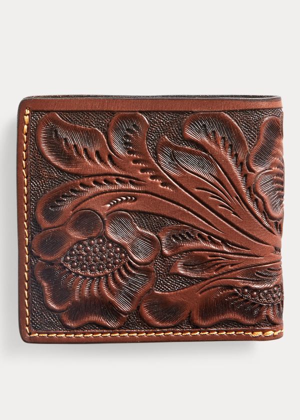 Portfele Ralph Lauren Hand-Tooled Leather Billfold Męskie Brązowe | WQTO6809