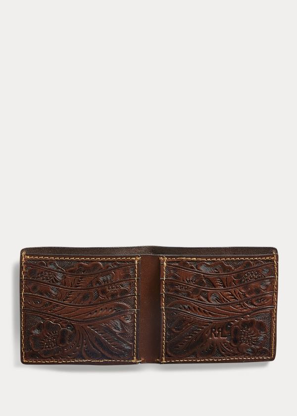 Portfele Ralph Lauren Hand-Tooled Leather Billfold Męskie Brązowe | WQTO6809