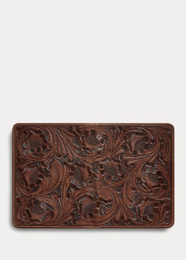 Portfele Ralph Lauren Hand-Tooled Leather Portfolio Męskie Brązowe | GYZU4631