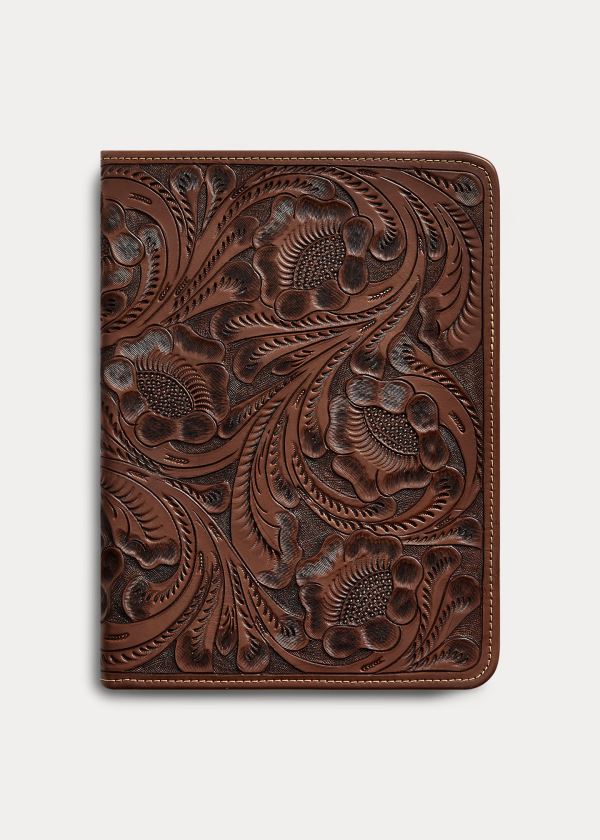 Portfele Ralph Lauren Hand-Tooled Leather Portfolio Męskie Brązowe | GYZU4631