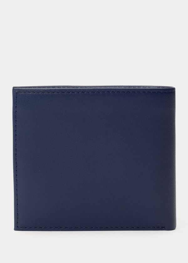 Portfele Ralph Lauren Leather Billfold Męskie Granatowe | OSCF3768