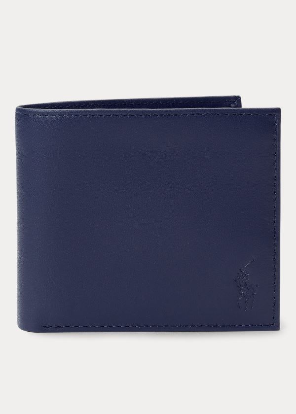 Portfele Ralph Lauren Leather Billfold Męskie Granatowe | OSCF3768