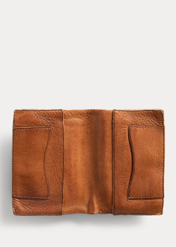 Portfele Ralph Lauren Leather Passport Wallet Męskie Ciemny Brązowe Indygo | VYTX8381