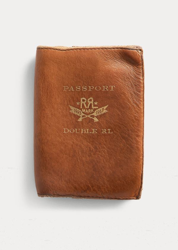 Portfele Ralph Lauren Leather Passport Wallet Męskie Ciemny Brązowe Indygo | VYTX8381