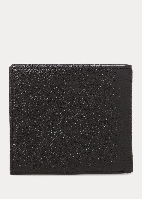 Portfele Ralph Lauren Pebbled Leather Billfold Męskie Czarne | IBDF2876