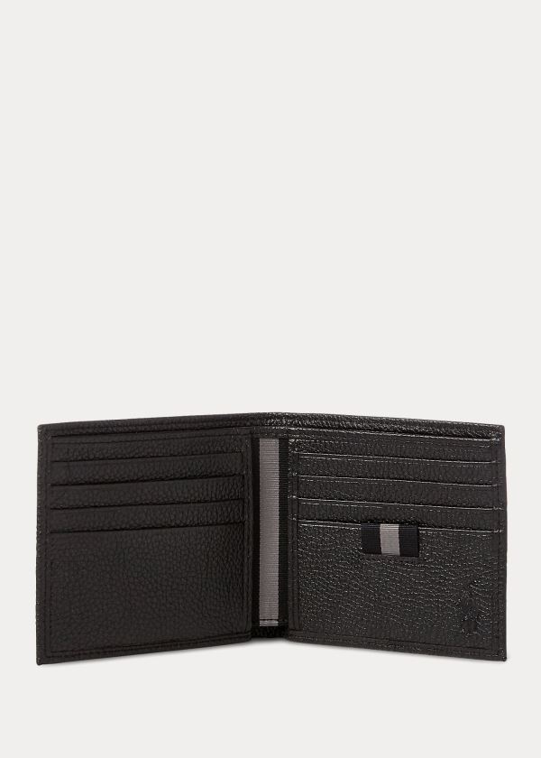 Portfele Ralph Lauren Pebbled Leather Billfold Męskie Czarne | IBDF2876