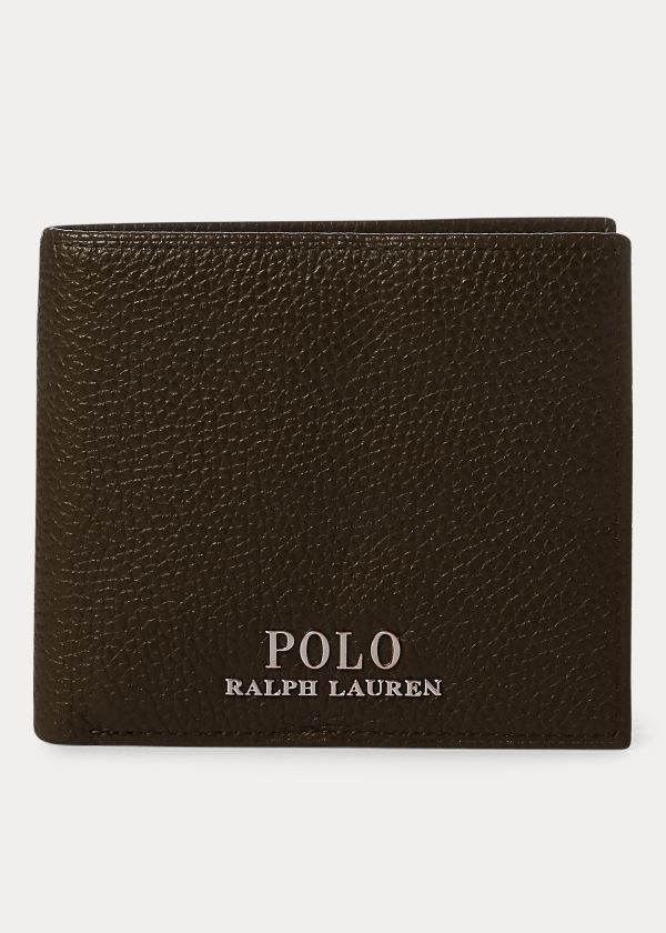 Portfele Ralph Lauren Pebbled Leather Billfold Męskie Ciemny Brązowe | WJNB9372