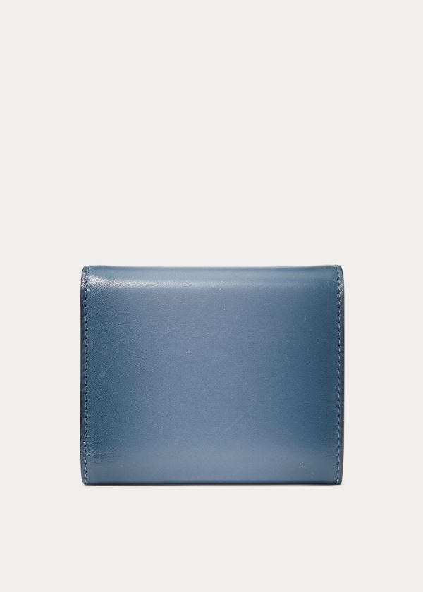 Portfele Ralph Lauren Petite Hinge-Lock Wallet Damskie Niebieskie | VXXS4531