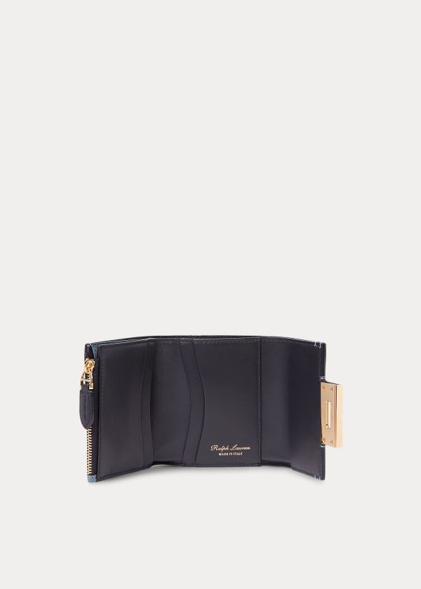 Portfele Ralph Lauren Petite Hinge-Lock Wallet Damskie Niebieskie | VXXS4531