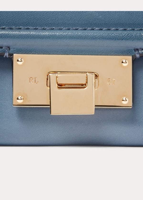 Portfele Ralph Lauren Petite Hinge-Lock Wallet Damskie Niebieskie | VXXS4531