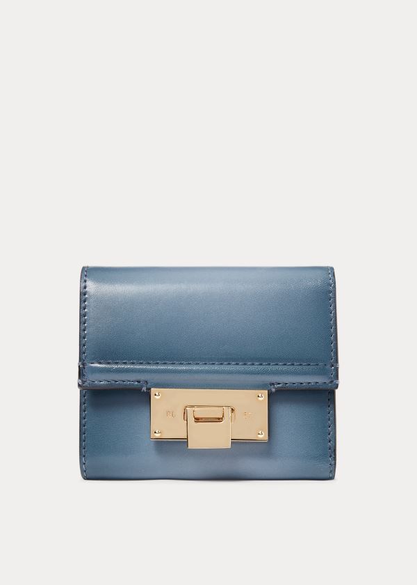 Portfele Ralph Lauren Petite Hinge-Lock Wallet Damskie Niebieskie | VXXS4531