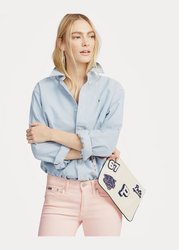 Portfele Ralph Lauren Pink Pony Canvas Pouch Damskie Kremowe | RZKY2045