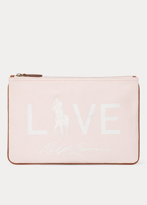 Portfele Ralph Lauren Pink Pony Love Canvas Pouch Damskie Głęboka Różowe | NKXP6653