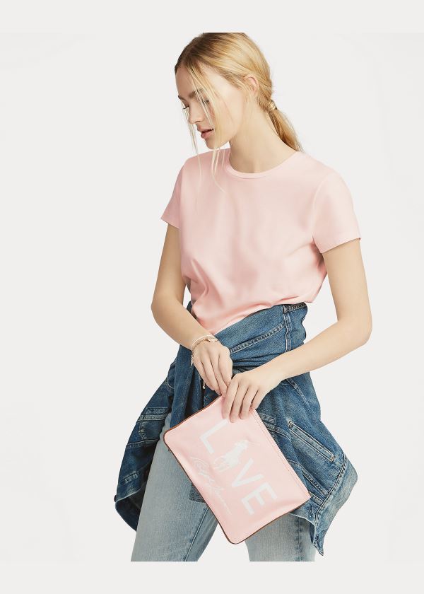 Portfele Ralph Lauren Pink Pony Love Canvas Pouch Damskie Głęboka Różowe | NKXP6653