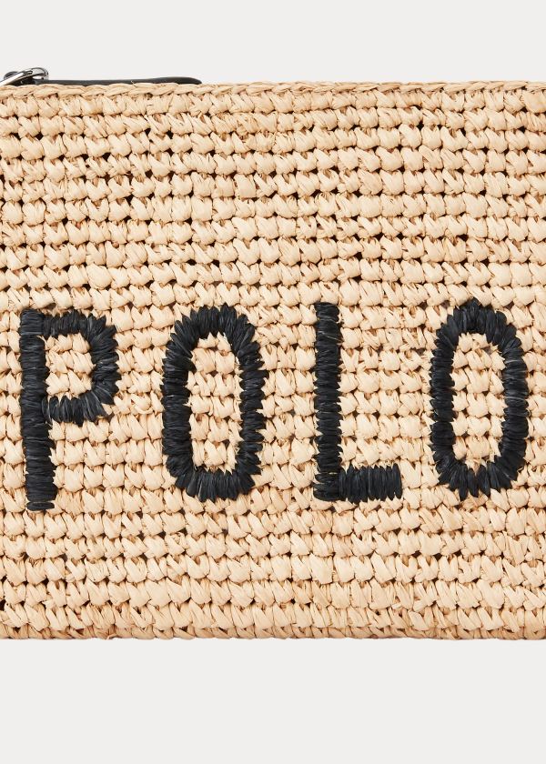 Portfele Ralph Lauren Polo Raffia Pouch Damskie Khaki | SWOK8549