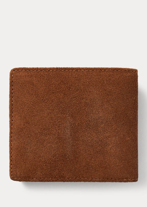 Portfele Ralph Lauren Roughout Suede Billfold Męskie Brązowe | AEGH9386